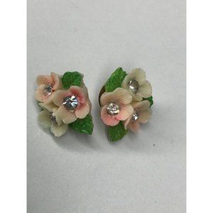 Vintage Denton China Floral set of 2 mini Brooches